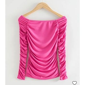 & Other Stories Off Shoulder Rouched Top